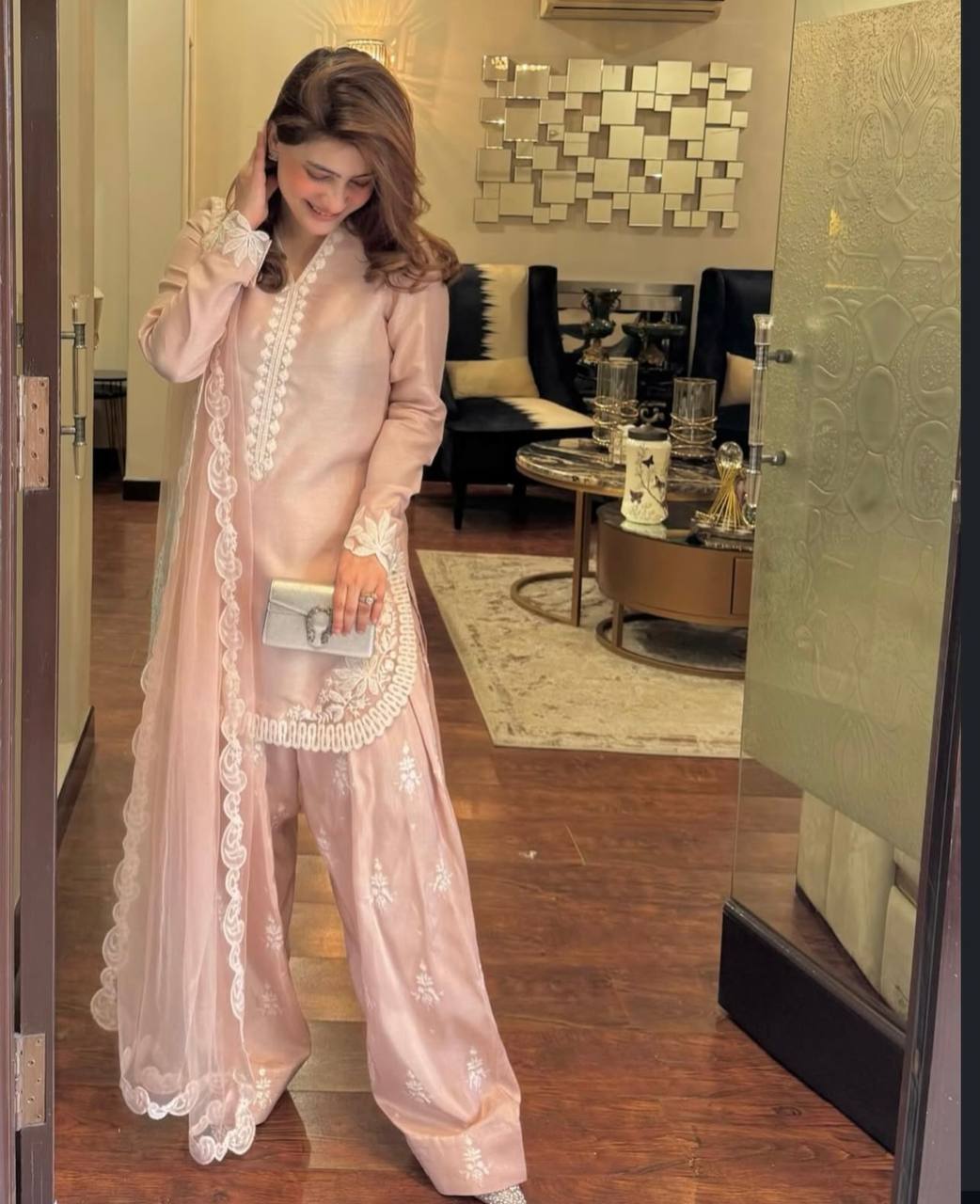 Nisha's Blush Dreamy Pink Ensemble Ready To Wear Suit Set