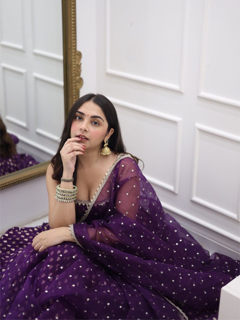 Meher Morni Purple Radiant Golden Touch Gota Border Anarkali