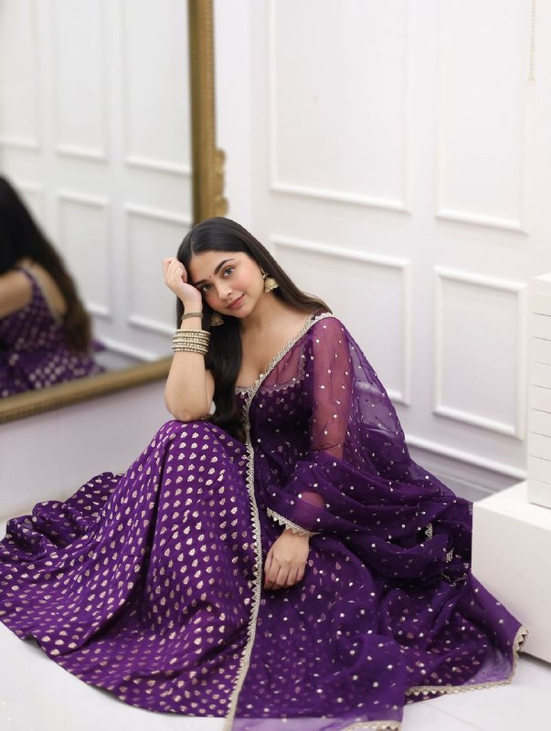Meher Morni Purple Radiant Golden Touch Gota Border Anarkali