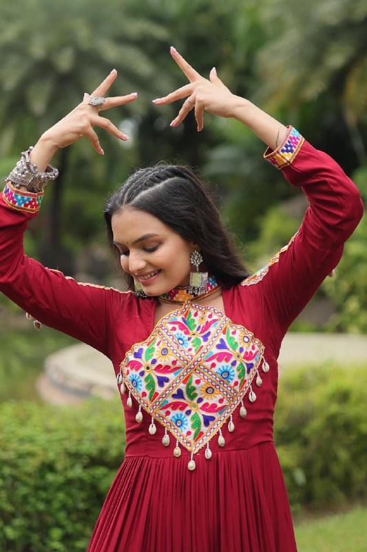 Rangila Ruby Mirror Magic in Every Twirl Gown