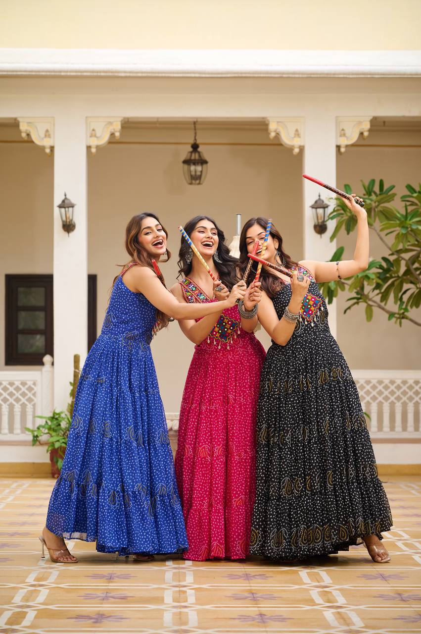 Navratna Raas Beautifully Bandhani Fusion Gown