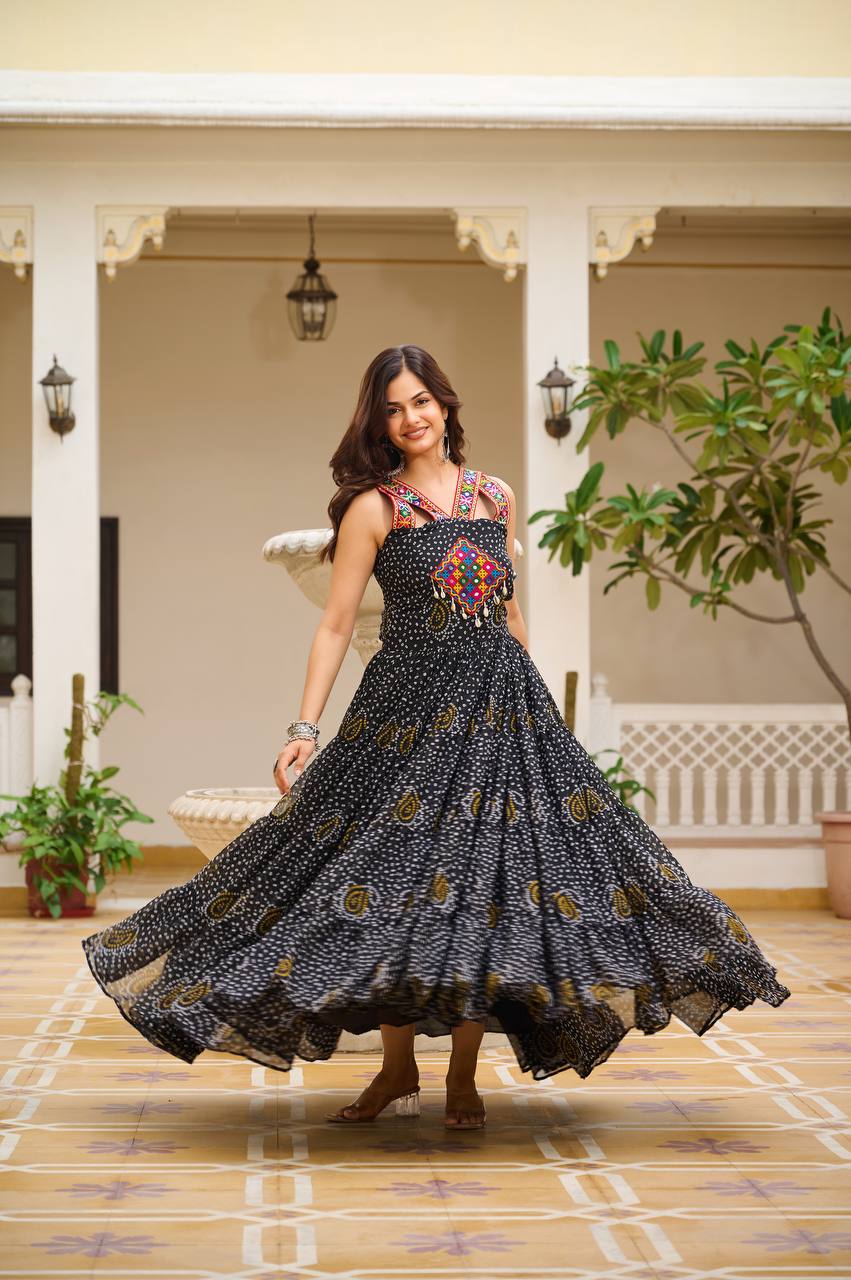 Navratna Raas Beautifully Bandhani Fusion Gown