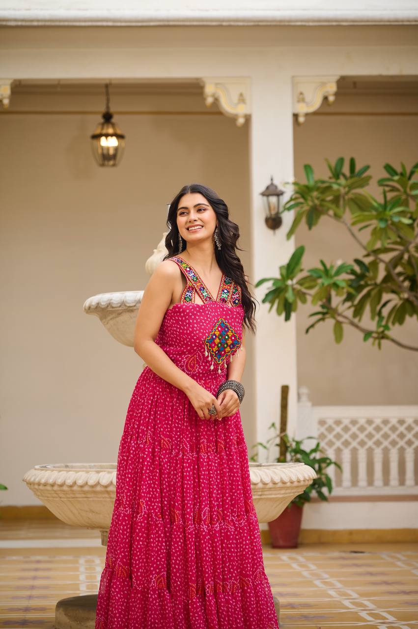 Navratna Raas Beautifully Bandhani Fusion Gown