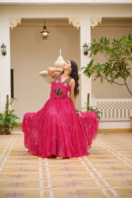 Navratna Raas Beautifully Bandhani Fusion Gown