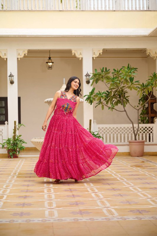 Navratna Raas Beautifully Bandhani Fusion Gown