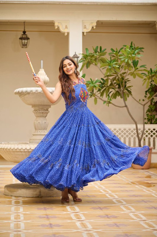 Navratna Raas Beautifully Bandhani Fusion Gown