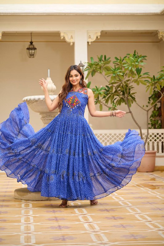 Navratna Raas Beautifully Bandhani Fusion Gown