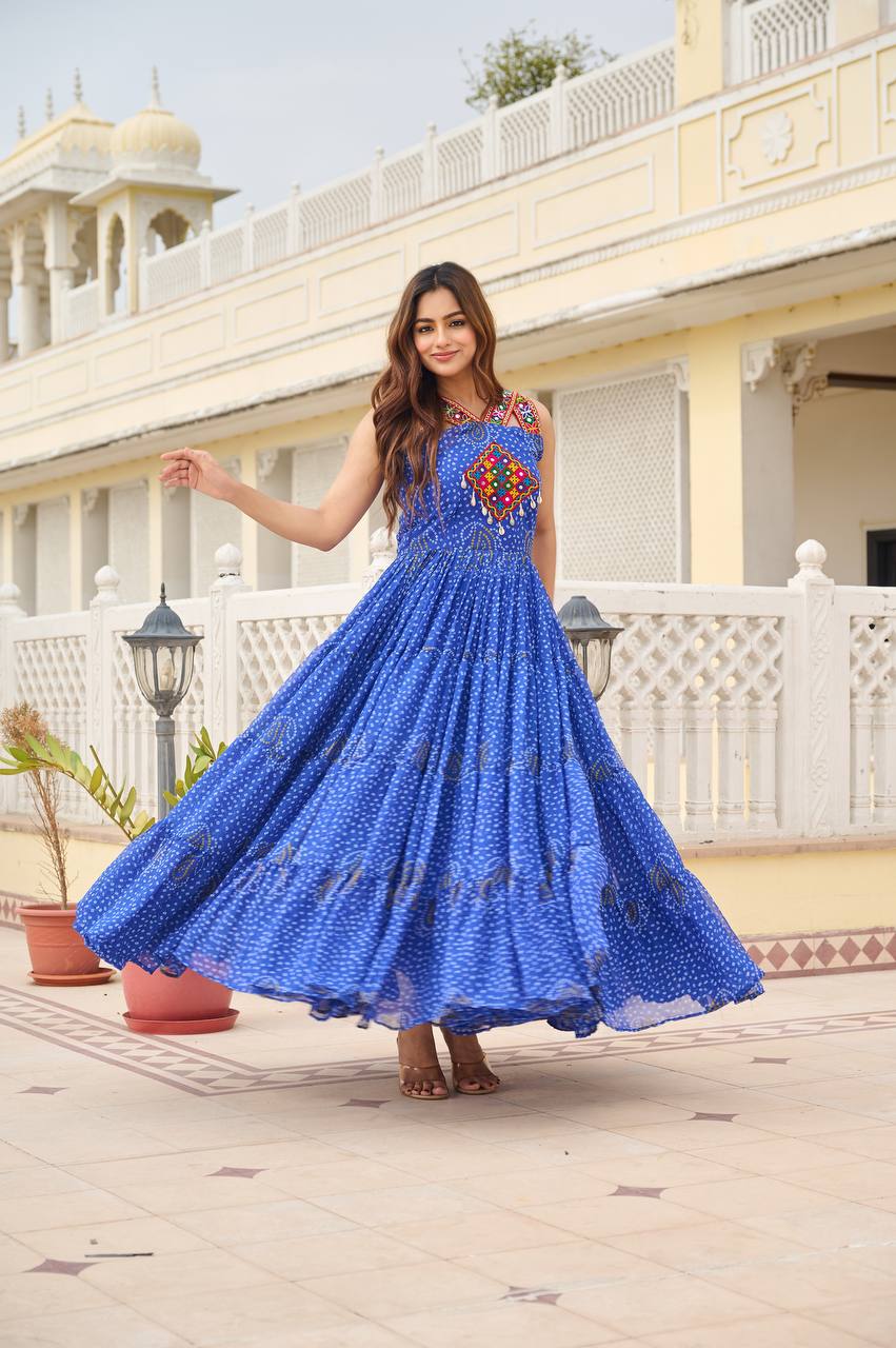 Navratna Raas Beautifully Bandhani Fusion Gown
