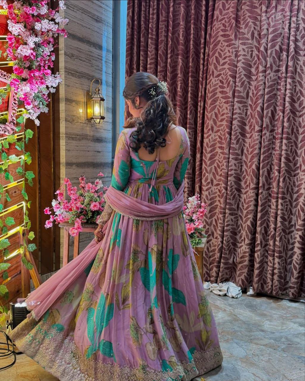 Vritika Designer Party Wear Fox Georgette Gown With Dupatta Set