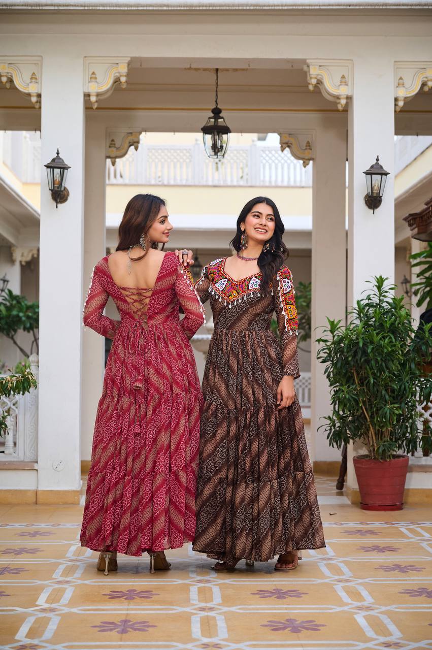 Ravya Garba Glamour Mirror And Bandhani Magic Gown