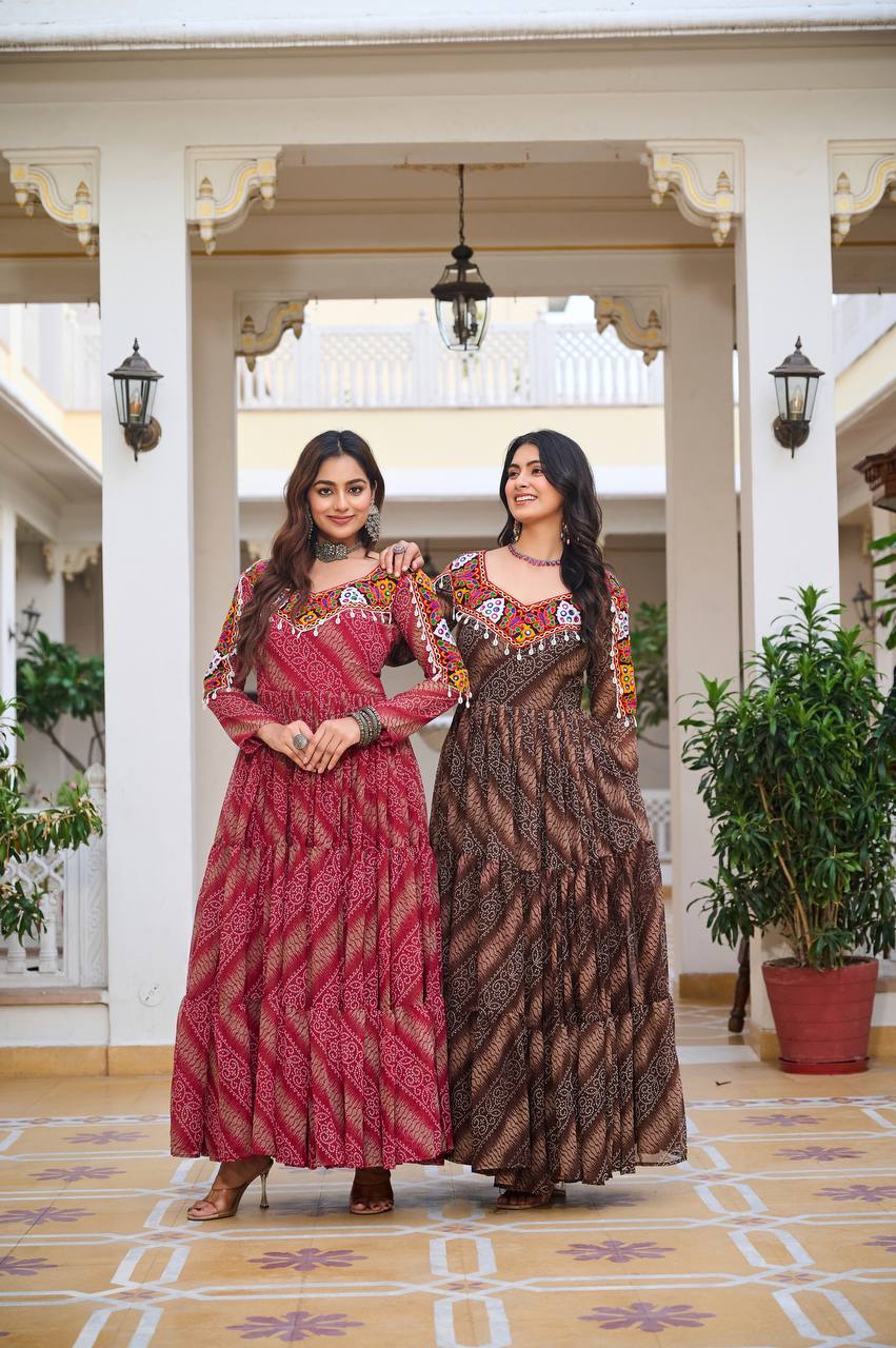 Ravya Garba Glamour Mirror And Bandhani Magic Gown