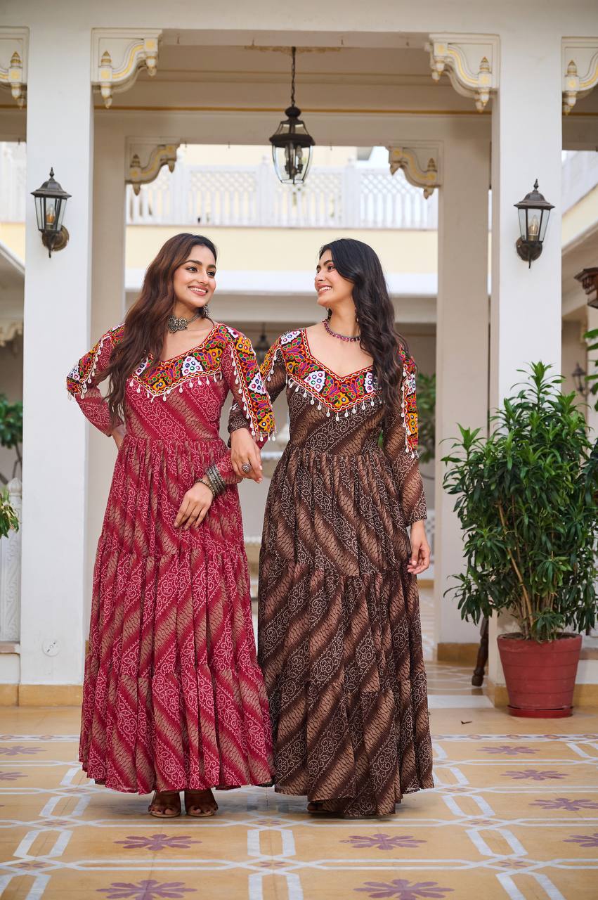 Ravya Garba Glamour Mirror And Bandhani Magic Gown