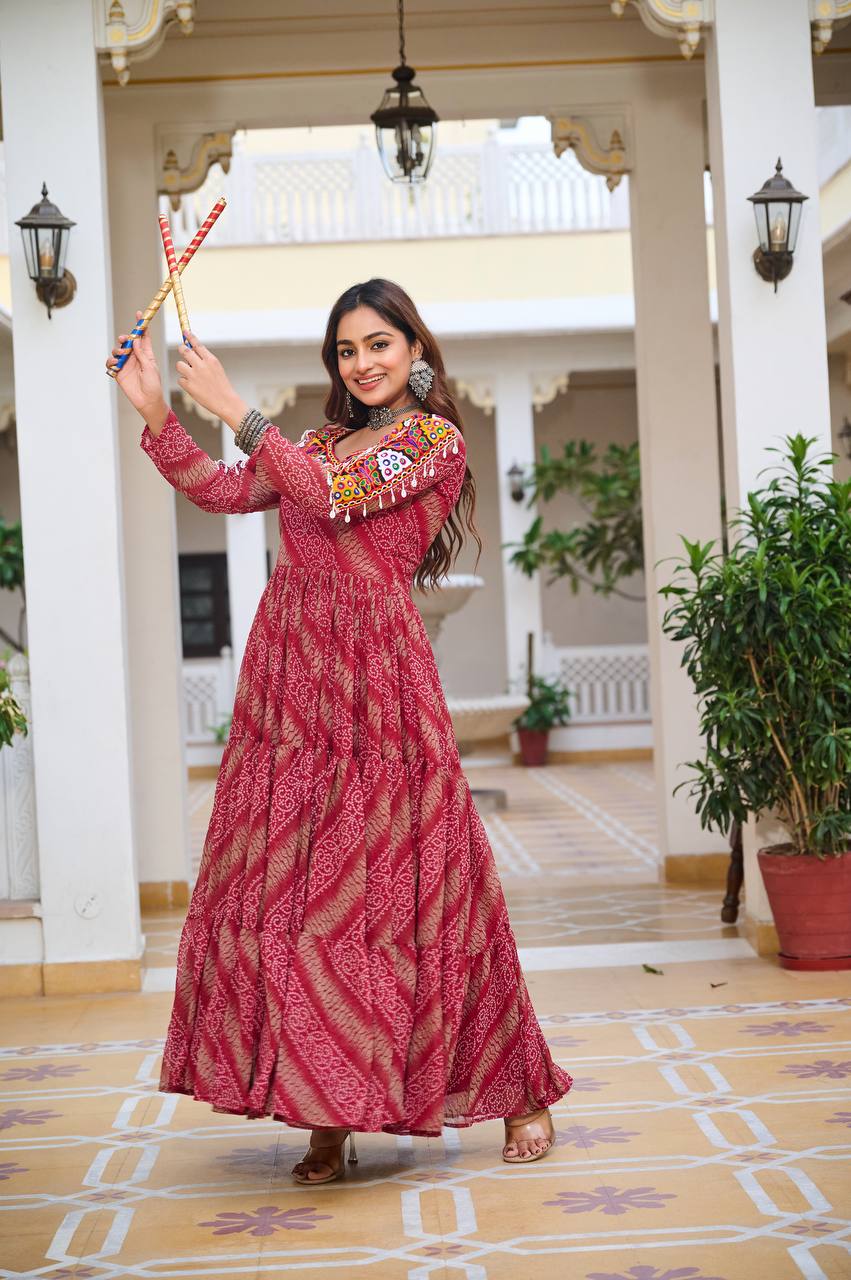 Ravya Garba Glamour Mirror And Bandhani Magic Gown