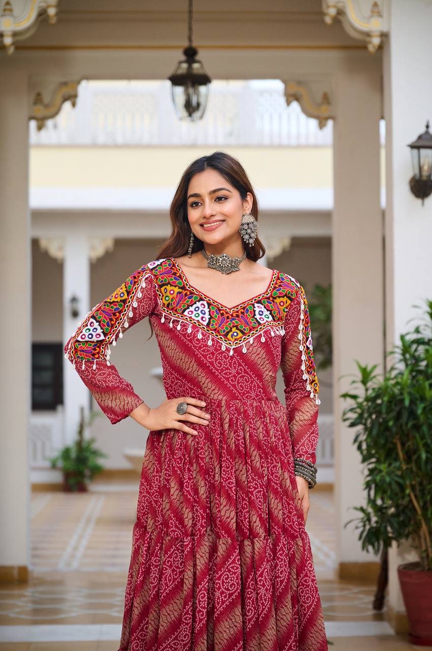Ravya Garba Glamour Mirror And Bandhani Magic Gown