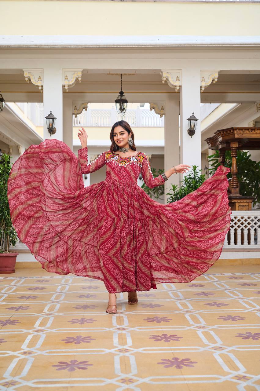 Ravya Garba Glamour Mirror And Bandhani Magic Gown