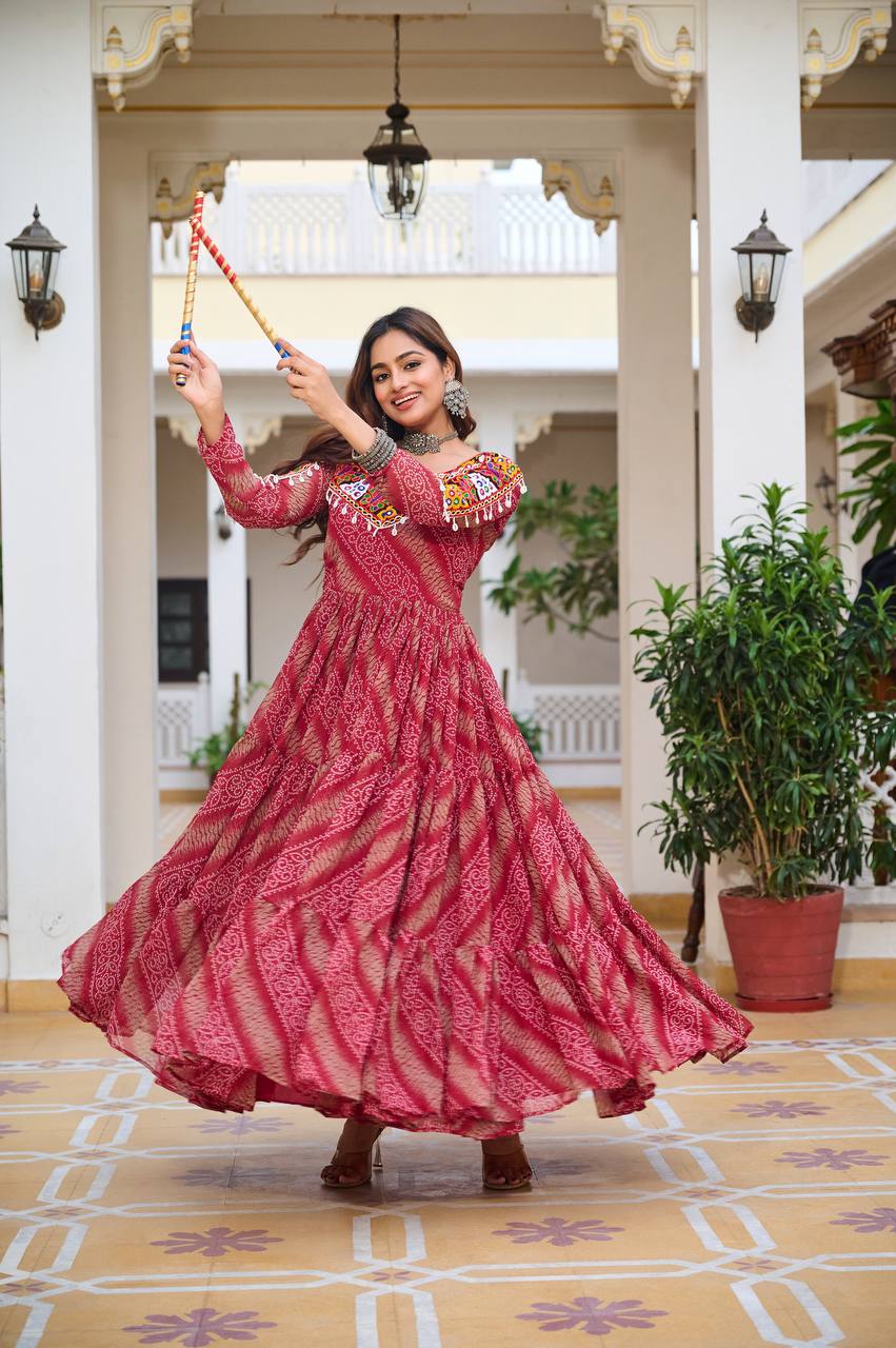 Ravya Garba Glamour Mirror And Bandhani Magic Gown