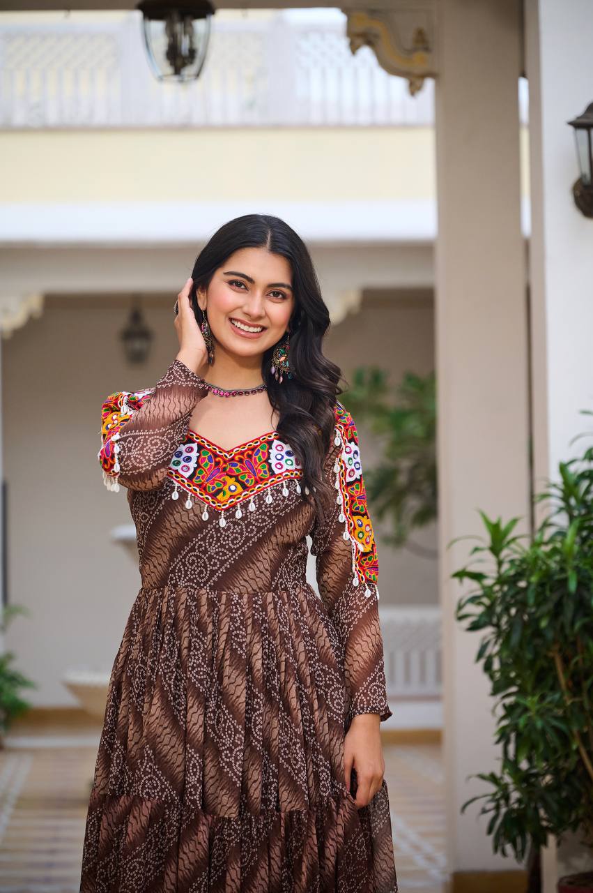 Ravya Garba Glamour Mirror And Bandhani Magic Gown