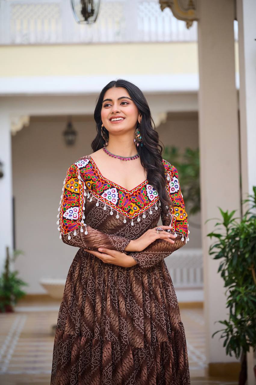 Ravya Garba Glamour Mirror And Bandhani Magic Gown