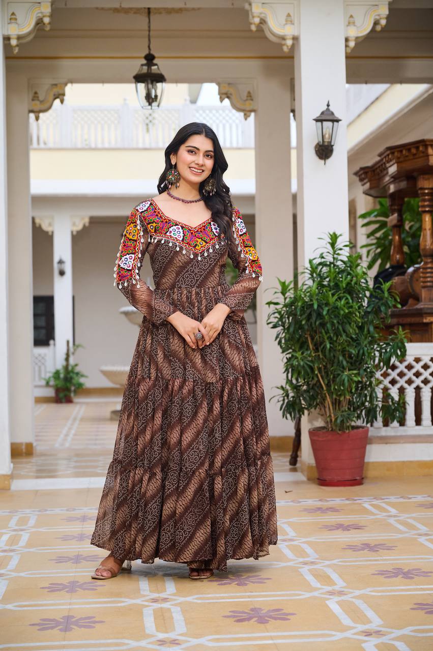 Ravya Garba Glamour Mirror And Bandhani Magic Gown