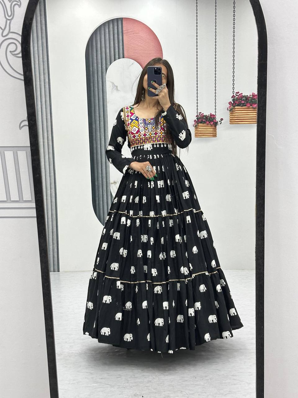 Vedika Designer Elephant Tales Gamathi Work Garba Gown