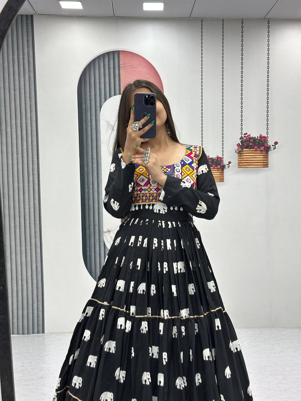 Vedika Designer Elephant Tales Gamathi Work Garba Gown