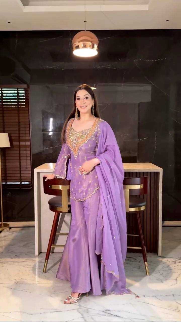 Aayat’s Lavender Zardosi Glamour Sharara Set