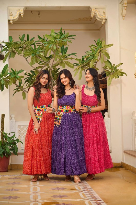Festive Fiesta Multicolour Garba Gown Set