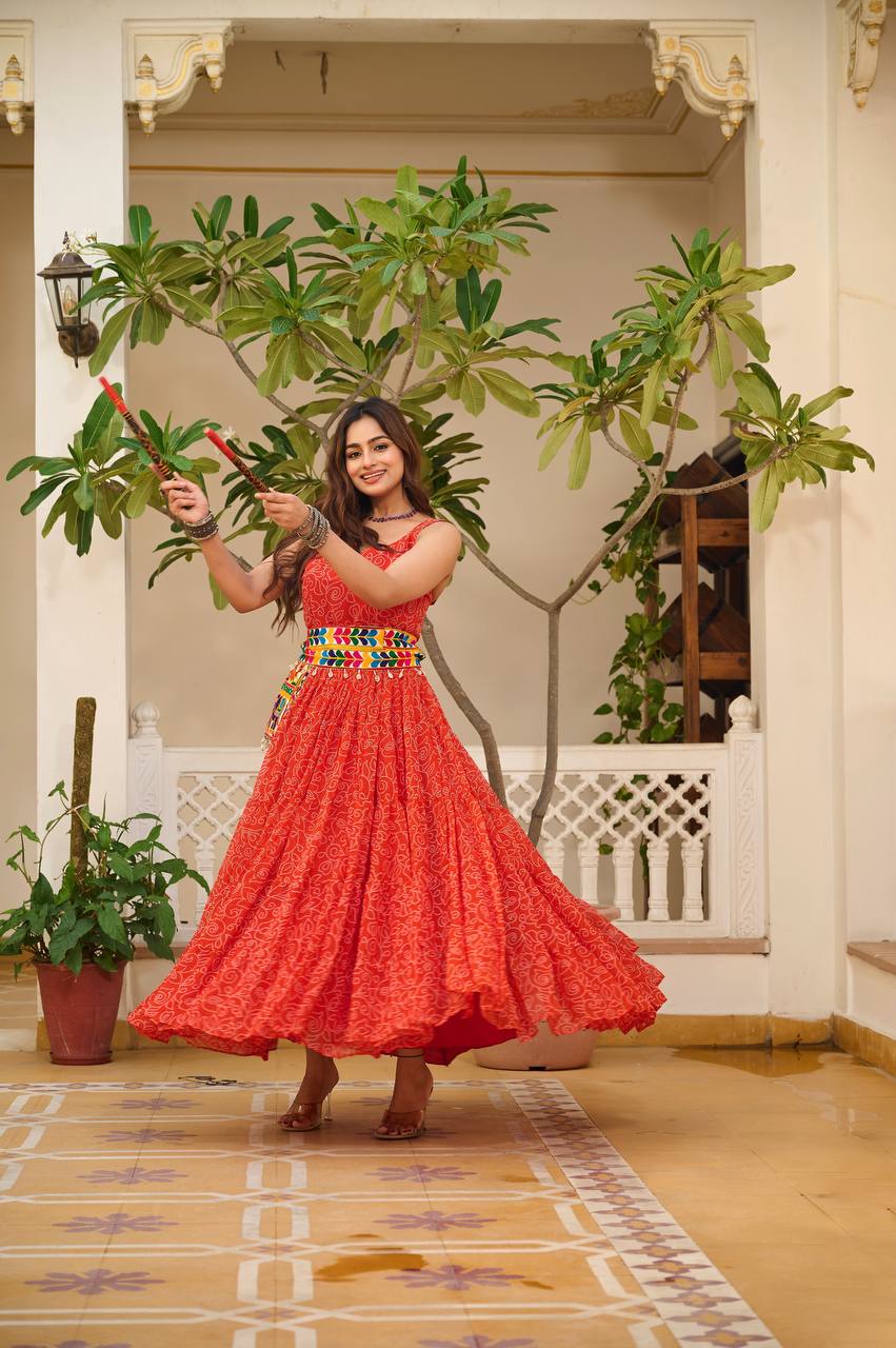 Festive Fiesta Multicolour Garba Gown Set