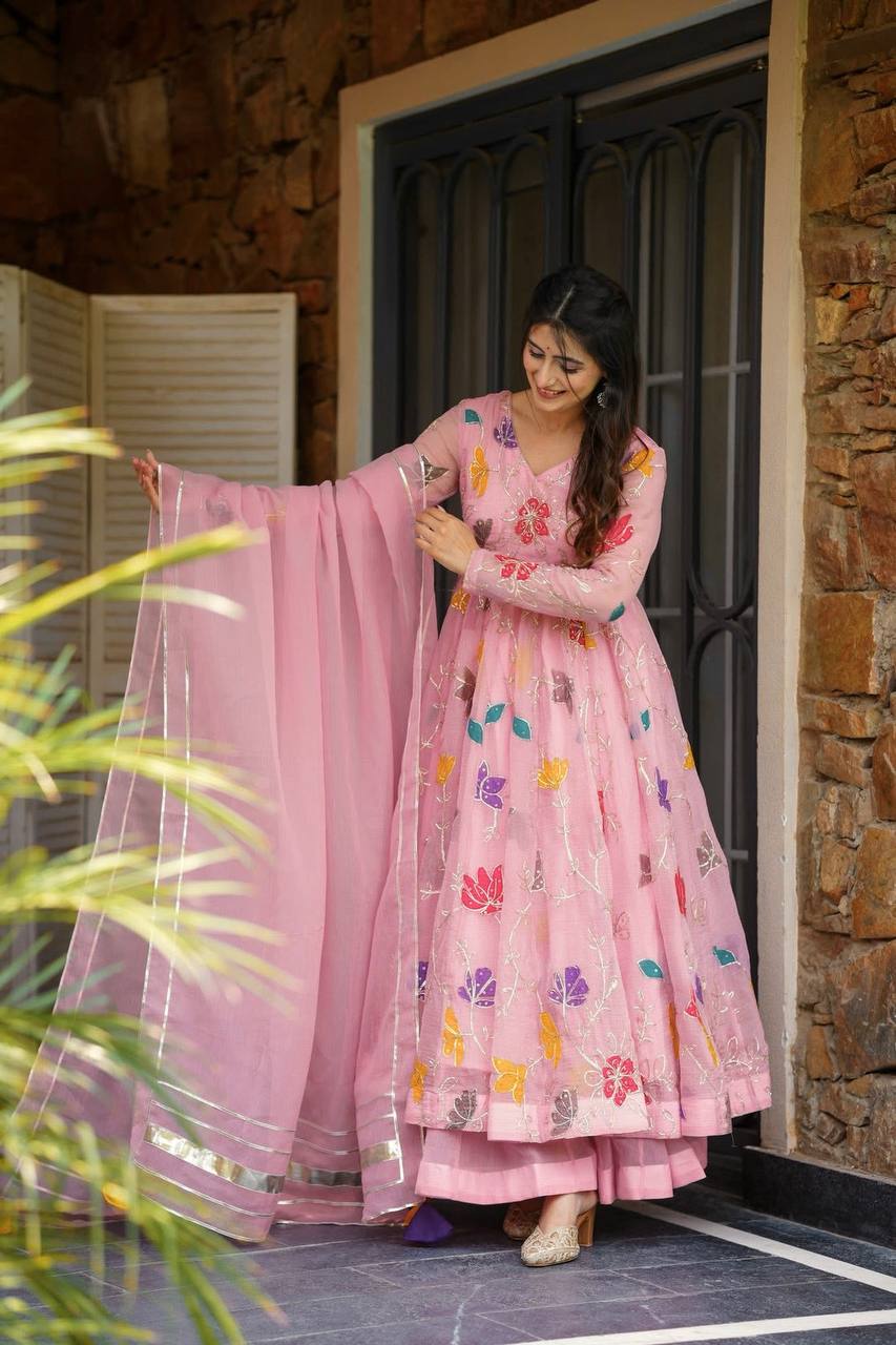 Vanya Gulabi Glee Jaipuri Petals Sharara Set
