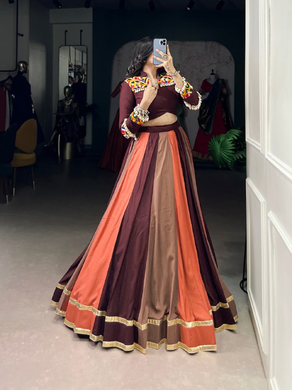 Rust & Maroon Multi-Panel Navratri Lehenga Set