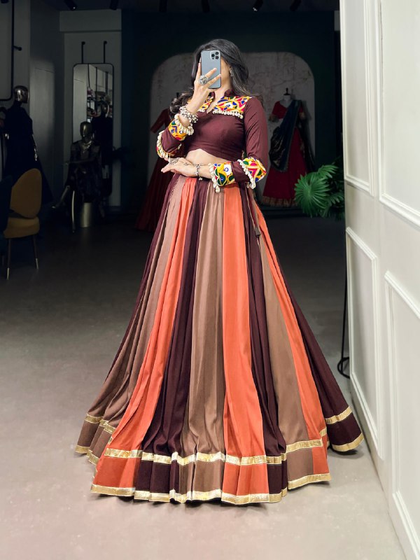 Rust & Maroon Multi-Panel Navratri Lehenga Set