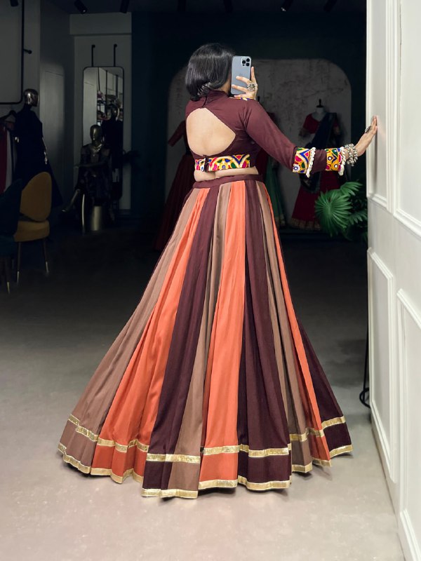 Rust & Maroon Multi-Panel Navratri Lehenga Set