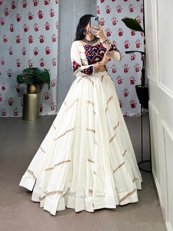 Ivory Grace Navratri Lehenga Set with Multicolor Embroidered Blouse