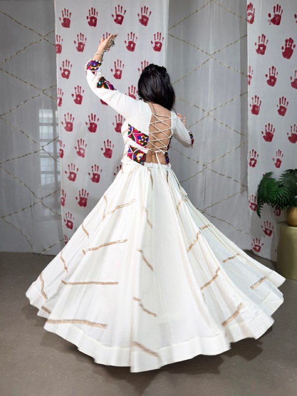 Ivory Grace Navratri Lehenga Set with Multicolor Embroidered Blouse