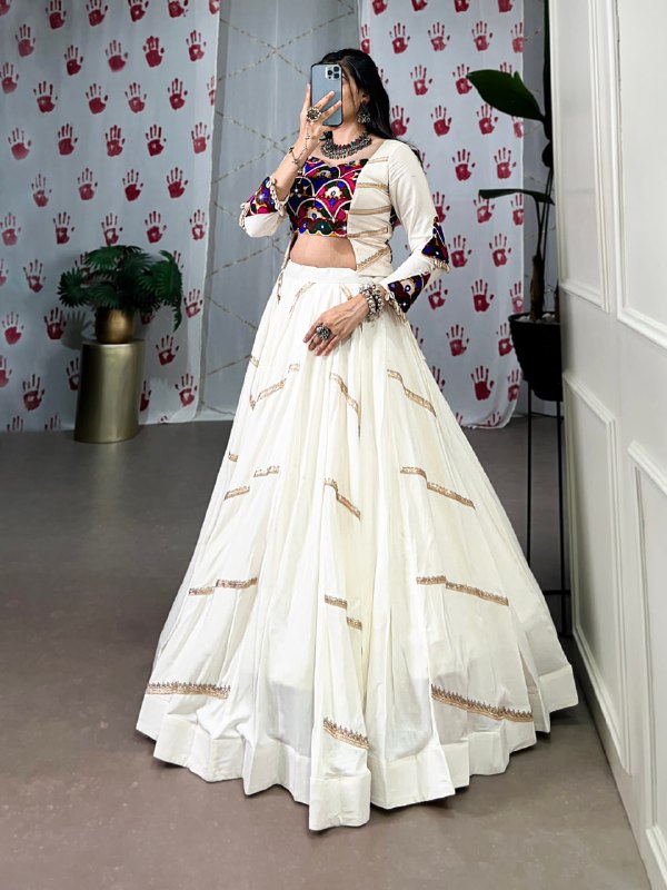 Ivory Grace Navratri Lehenga Set with Multicolor Embroidered Blouse