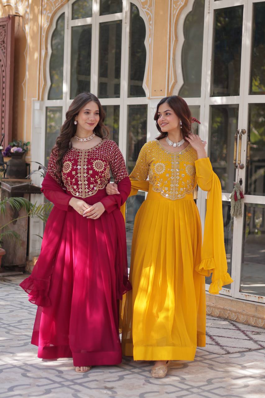 ishani Ivory Georgette Gown set