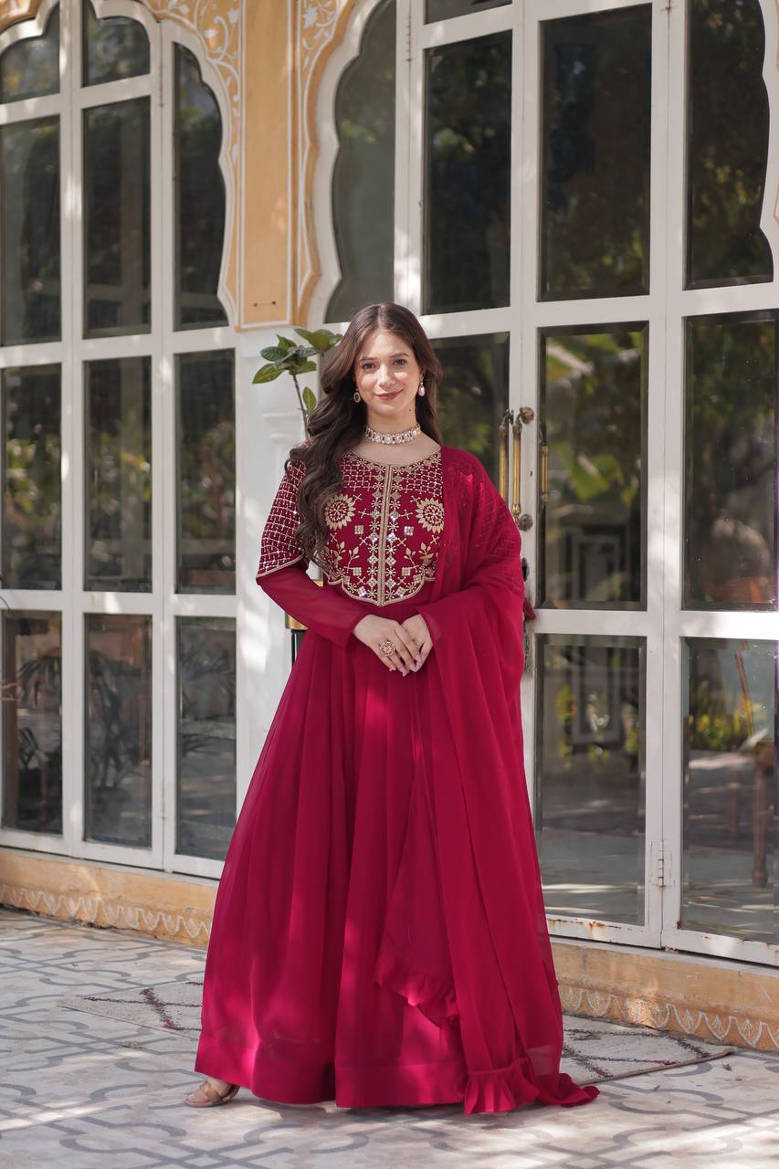 ishani Ivory Georgette Gown set