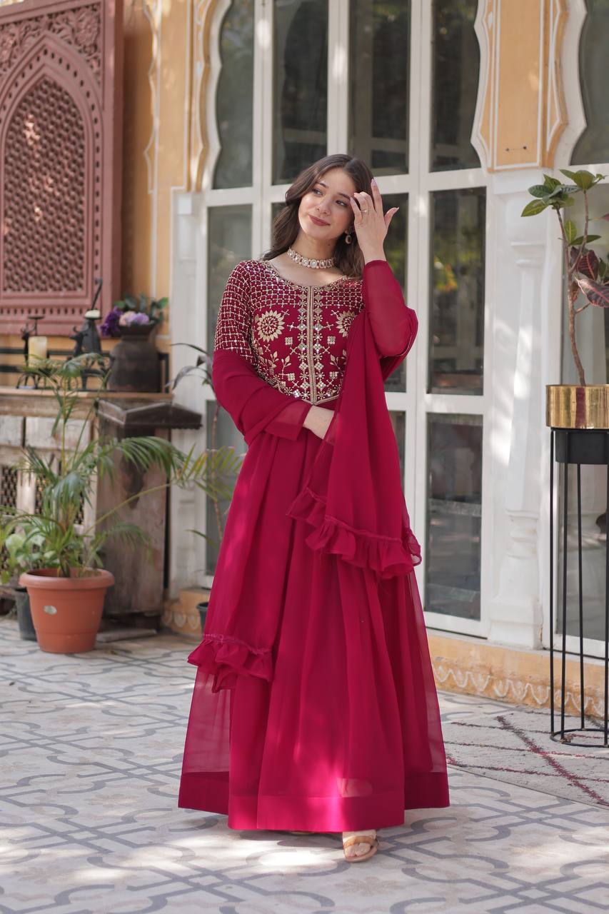 ishani Ivory Georgette Gown set