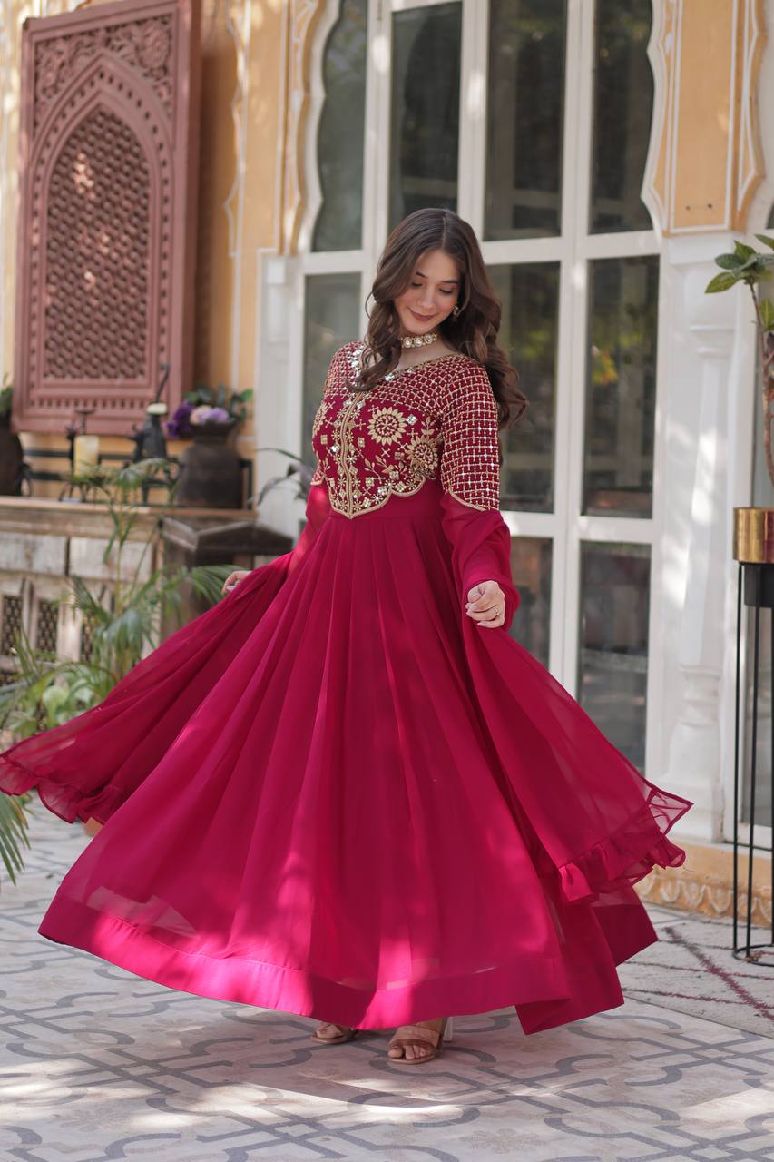 ishani Ivory Georgette Gown set