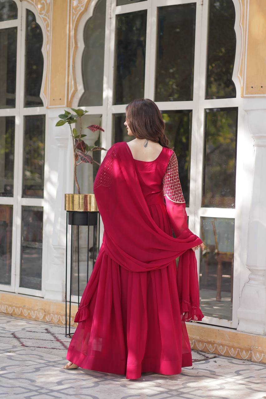 ishani Ivory Georgette Gown set