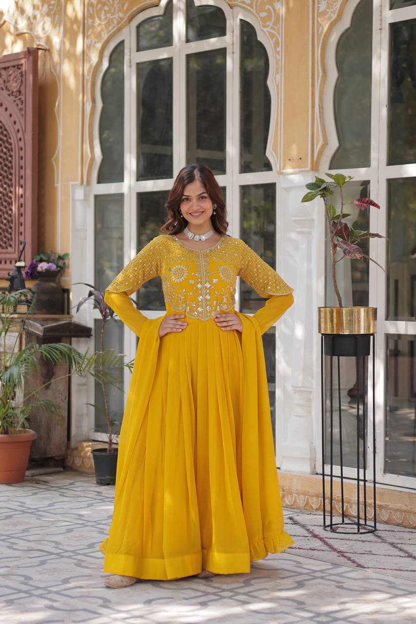 ishani Ivory Georgette Gown set