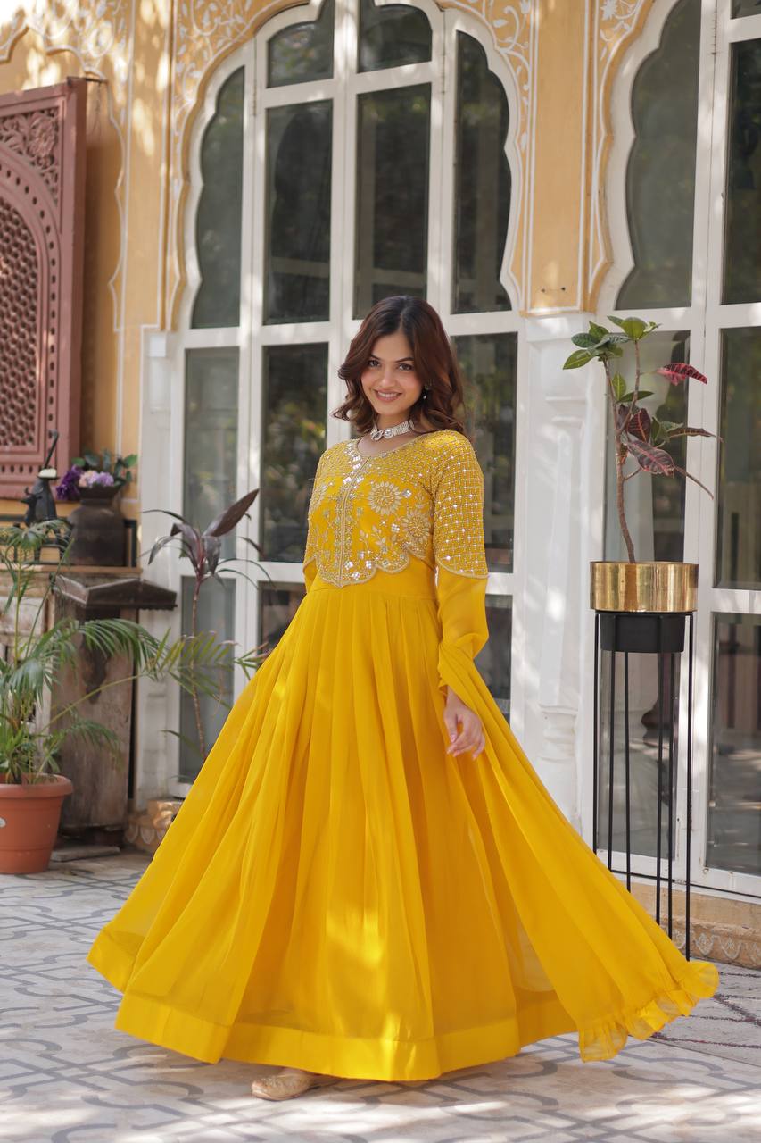 ishani Ivory Georgette Gown set