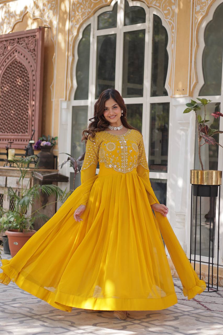ishani Ivory Georgette Gown set