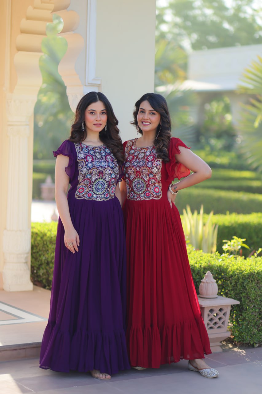 Zuri Bloom Beads and Sequins work Gowns