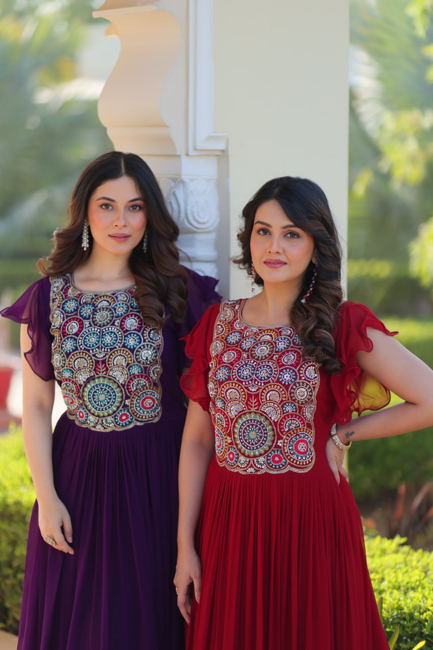 Zuri Bloom Beads and Sequins work Gowns