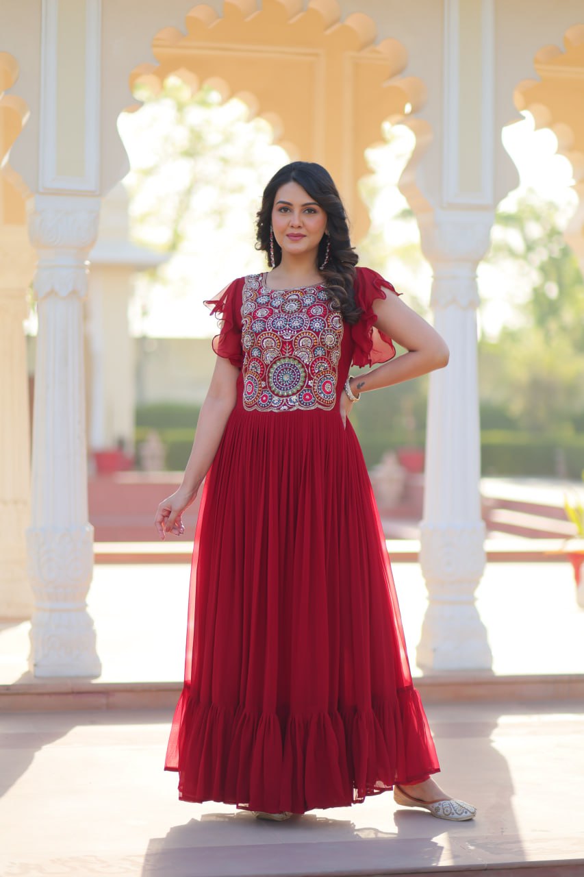 Zuri Bloom Beads and Sequins work Gowns