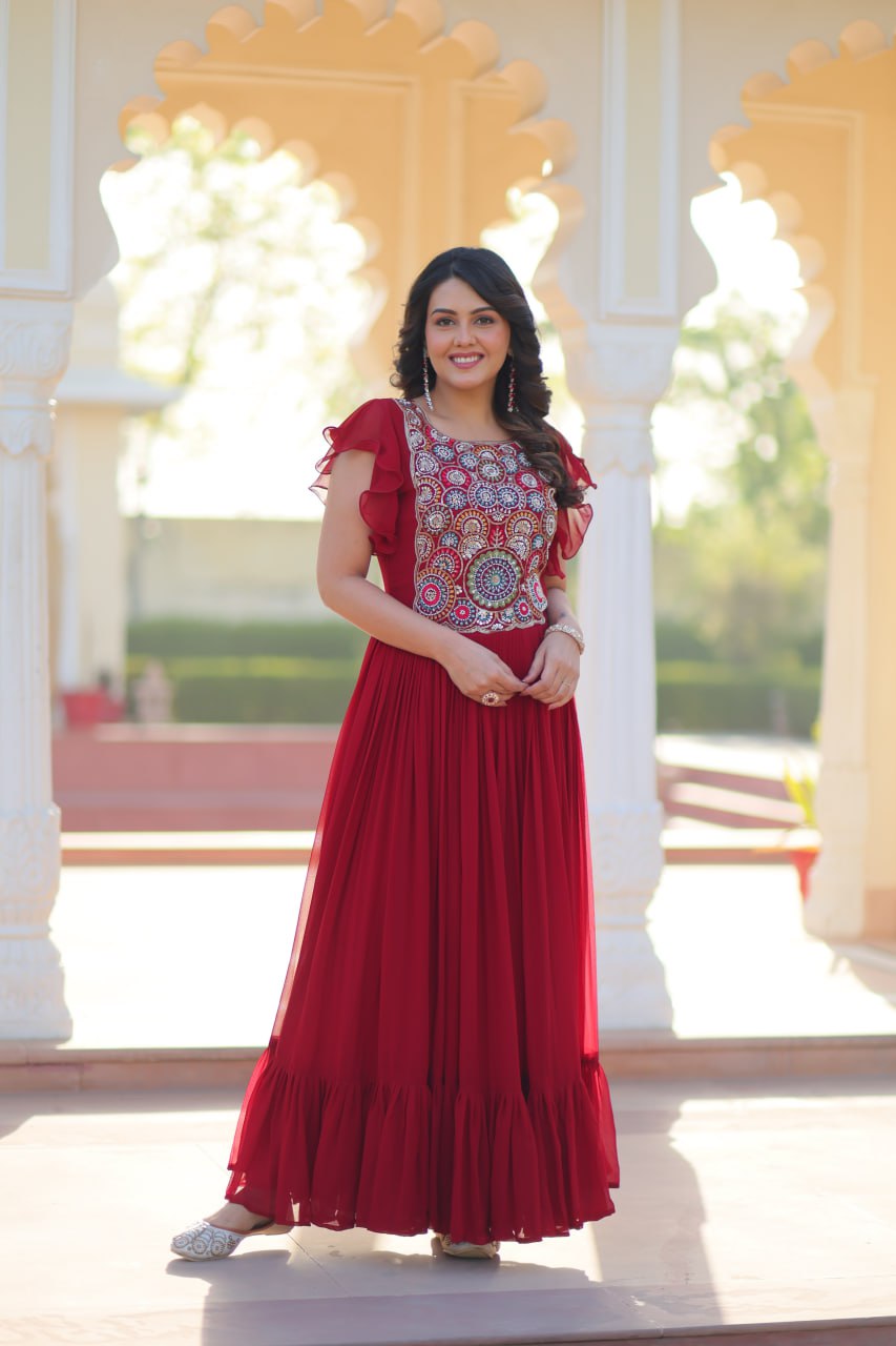 Zuri Bloom Beads and Sequins work Gowns