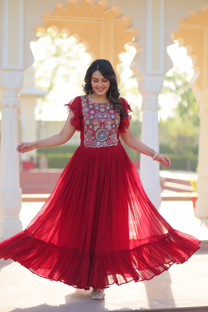 Zuri Bloom Beads and Sequins work Gowns