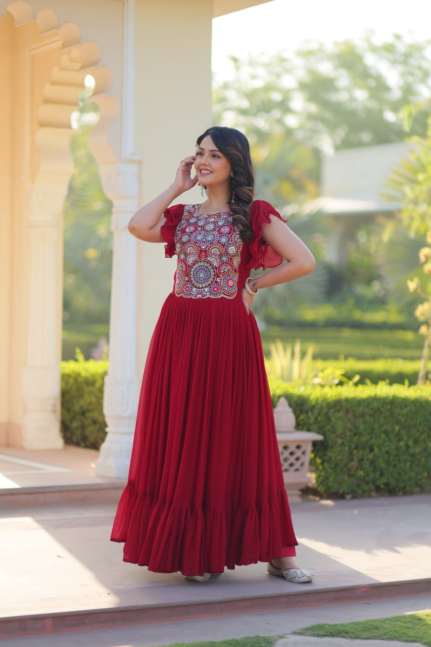 Zuri Bloom Beads and Sequins work Gowns