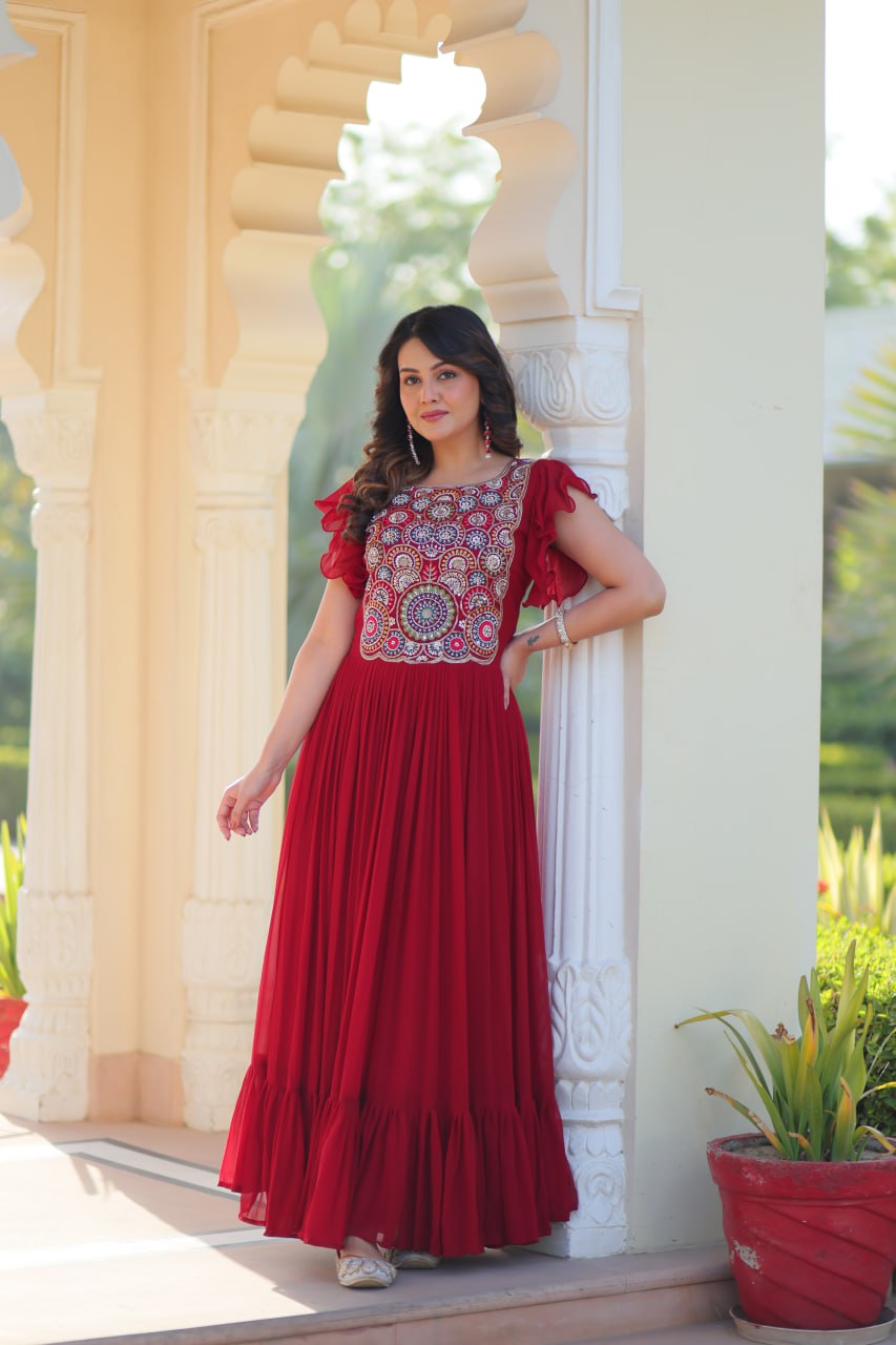 Zuri Bloom Beads and Sequins work Gowns